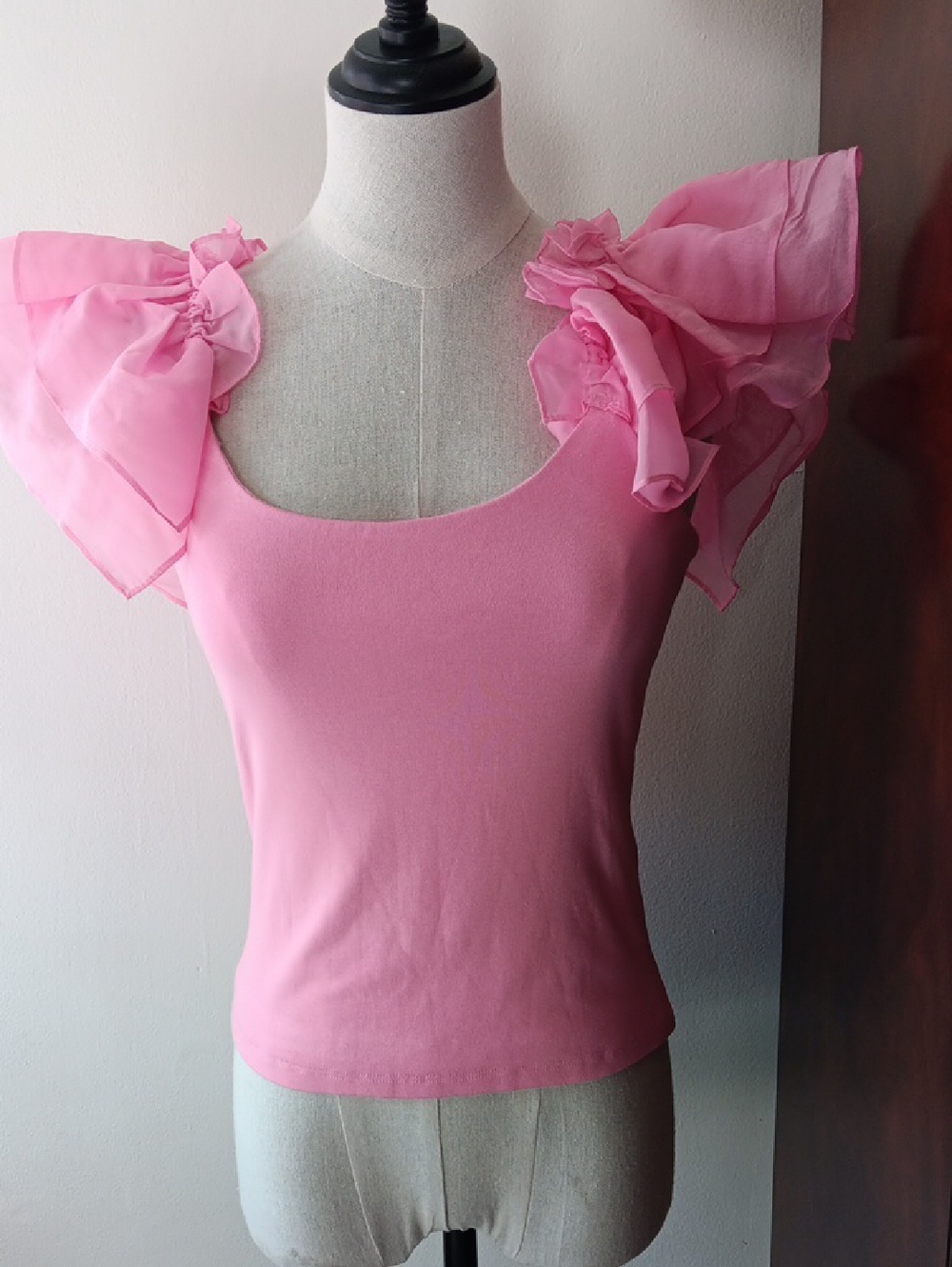 Endless Rose Pink Ruffle Shoulder Tank